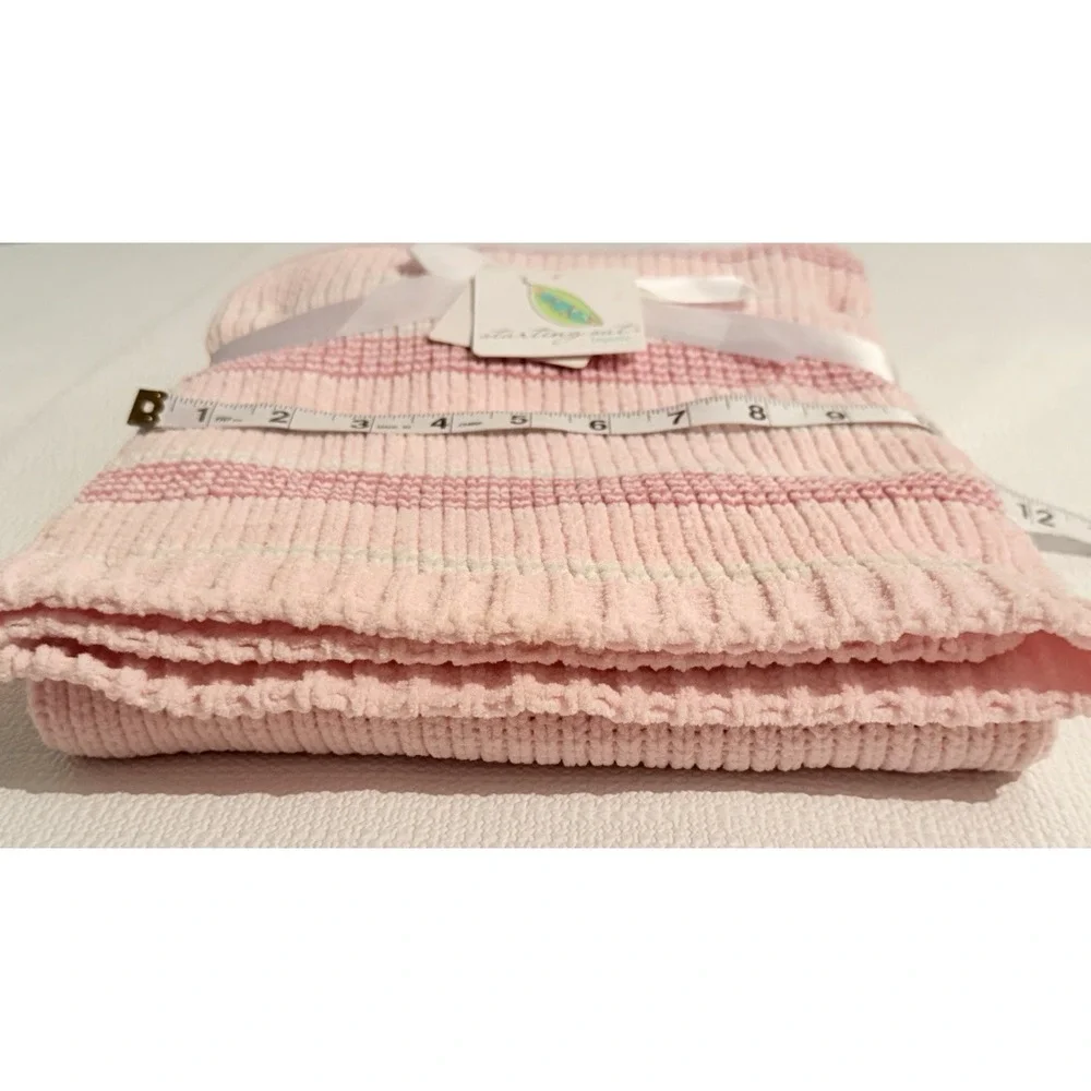 Starting Out Layette Baby Blanket Pink‎ Chenille Stripe Security Lovey NWT Cozy